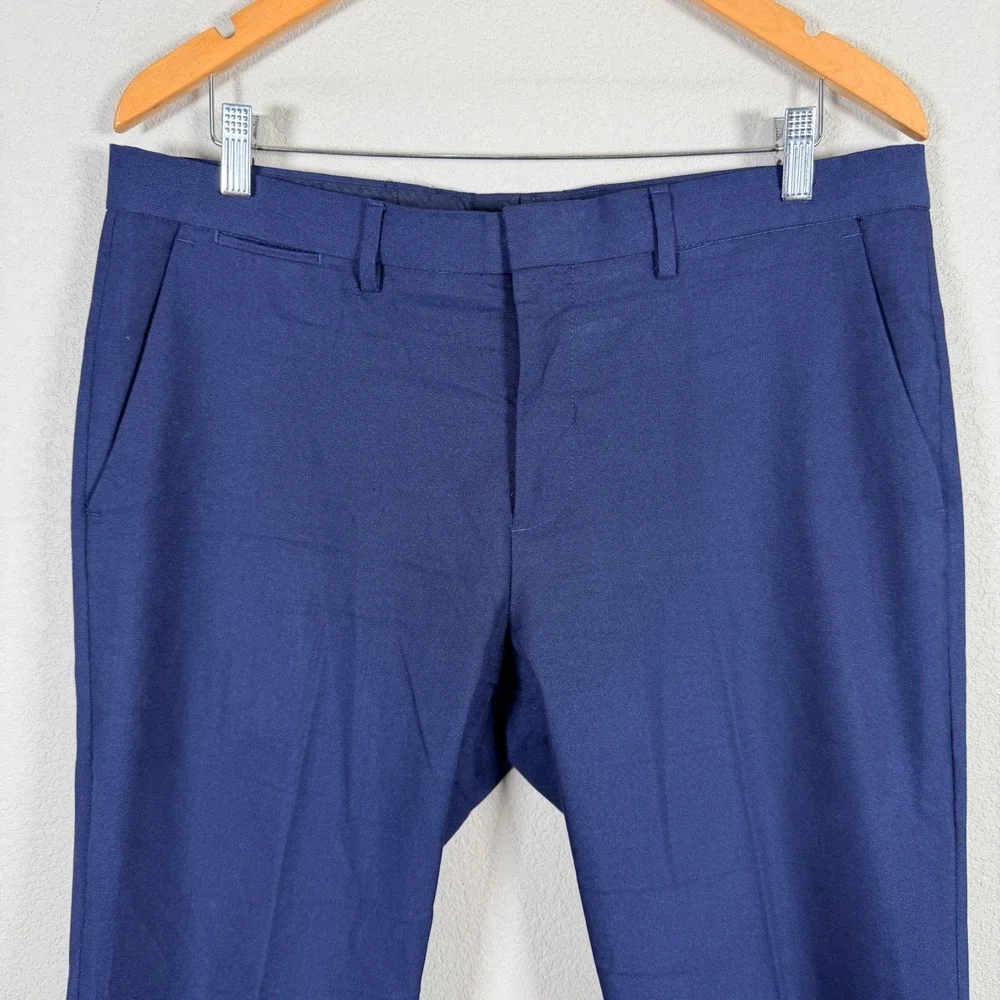 Express Extra Slim Suit Mens 44R Actual Pants 36Wx34L Blue Stretch Flat Front